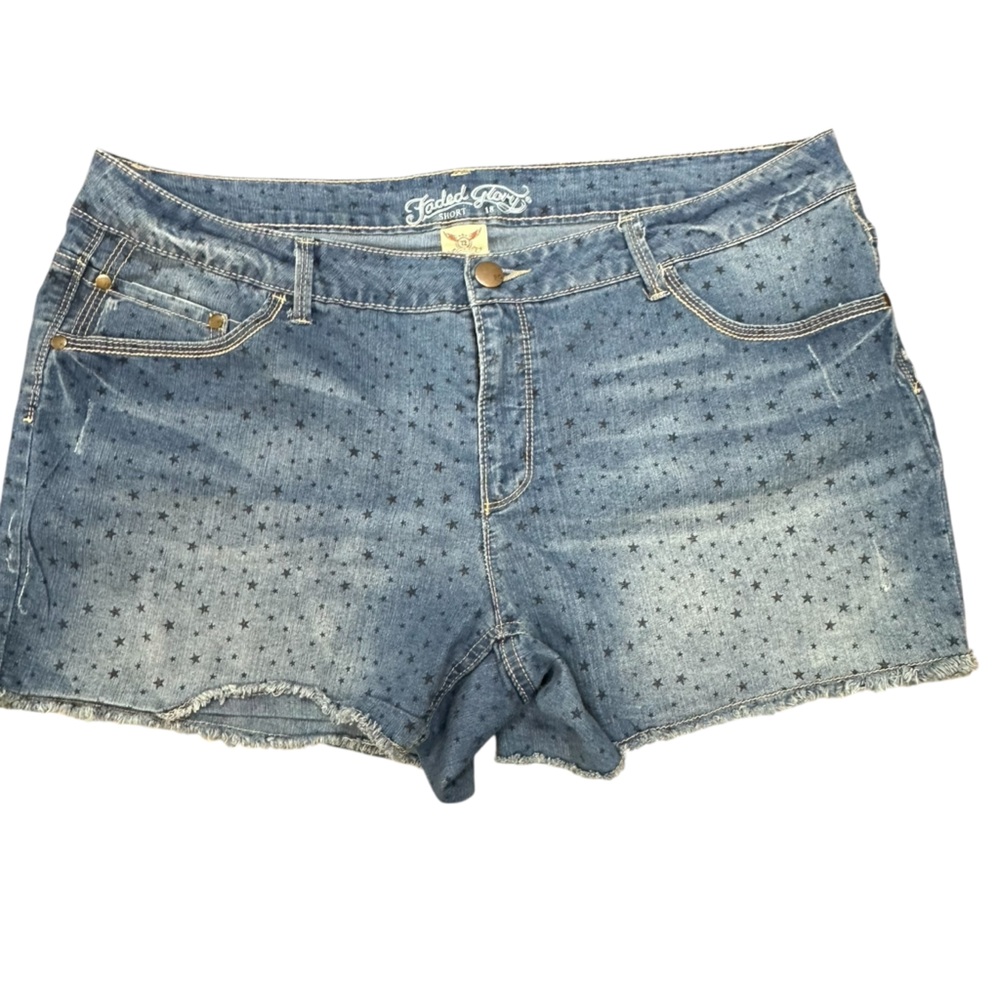 Faded Glory Star Print Denim Shorts Sz‎ 18